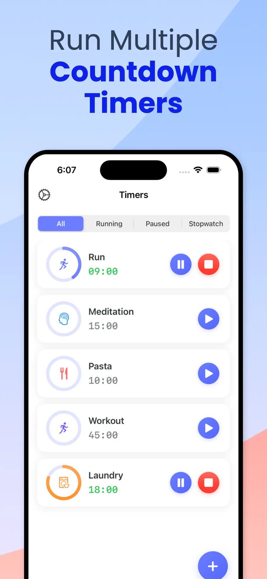 Progress history showing completed focus sessions